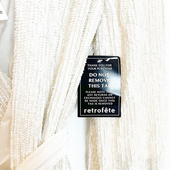 Retrofete Embellished Sequins Gabrielle Wrap Dress White Women's Size S NWT - Picture 12 of 12